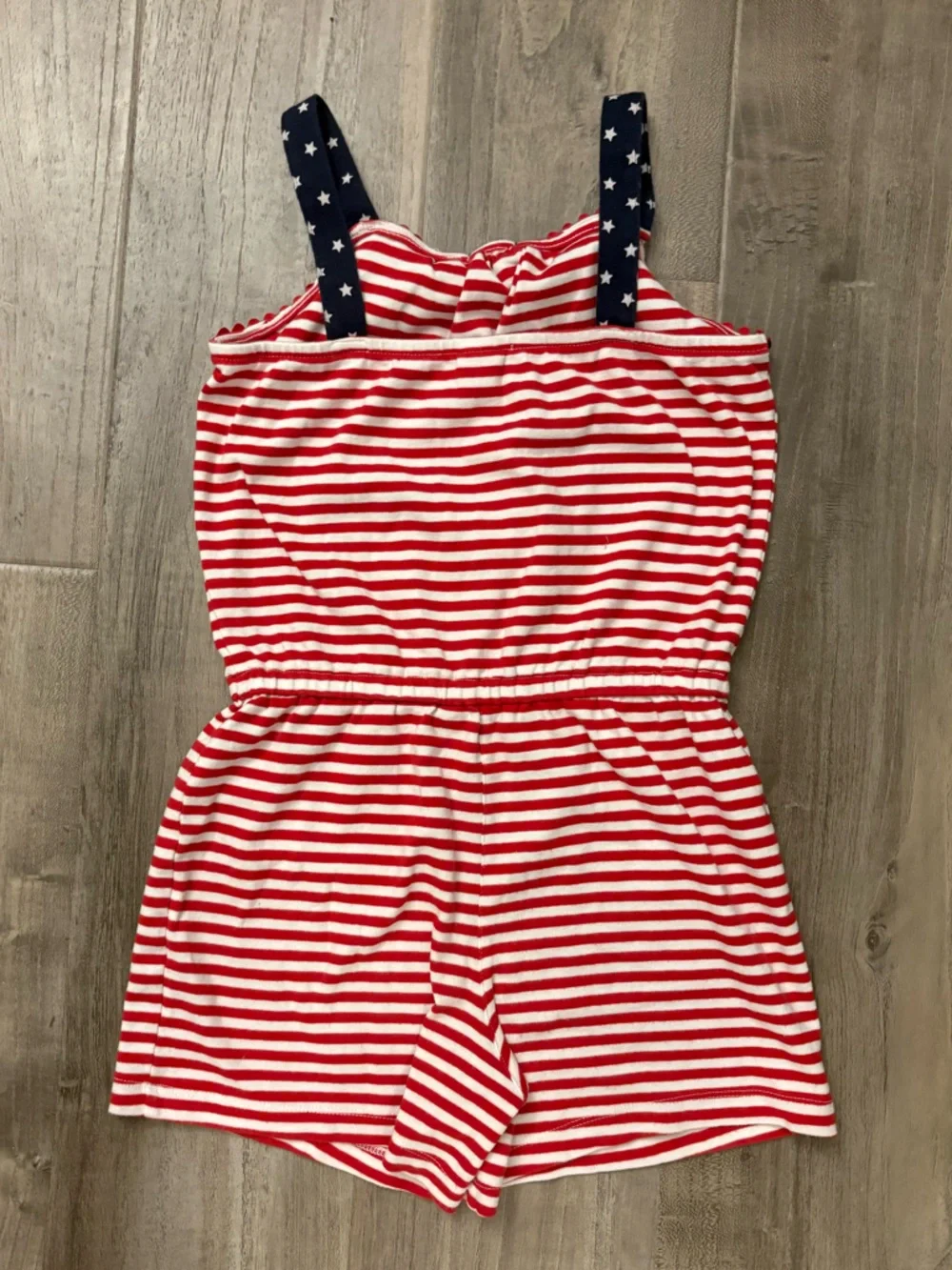 Gymboree Red & White Striped Star Print Bow Detail Knit Romper Girls Size 10